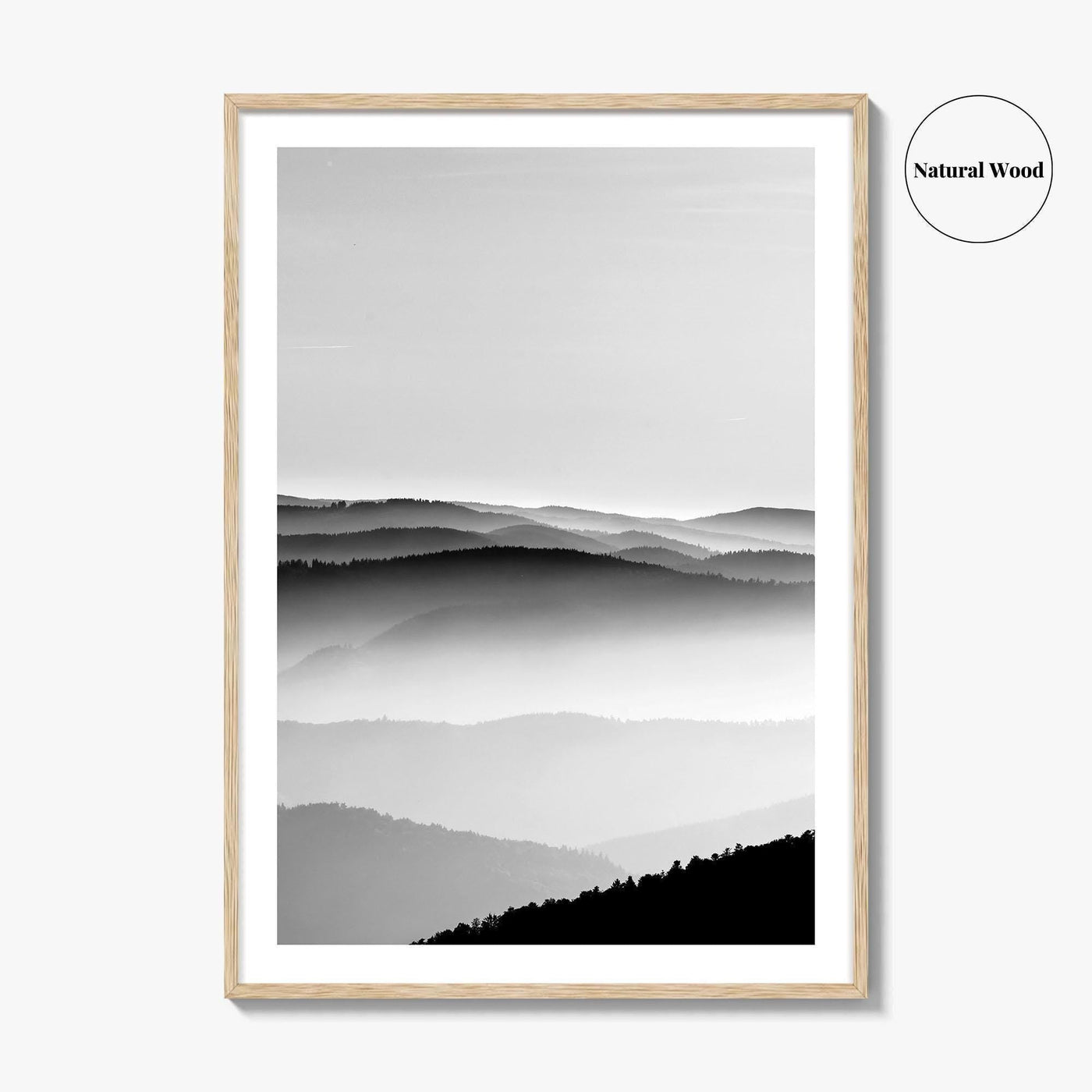 Vosges Mountains, Alsace, France Black and White Fine Art Photo Print, Aerial Wall Poster
