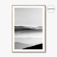 Vosges Mountains, Alsace, France Black and White Fine Art Photo Print, Aerial Wall Poster