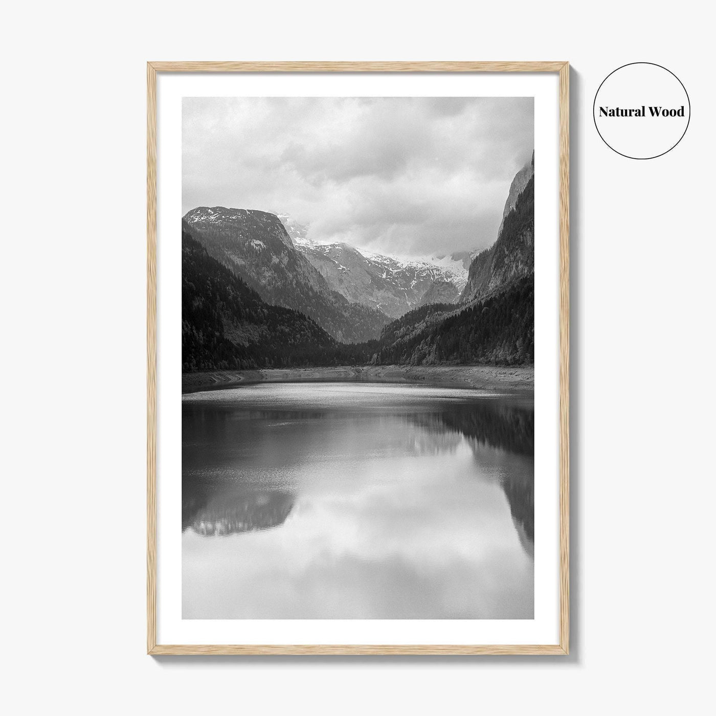Gosausee Lake Black and White Fine Art Photo Print, Gosau, Dachstein, Salzkammergut, Austria Poster