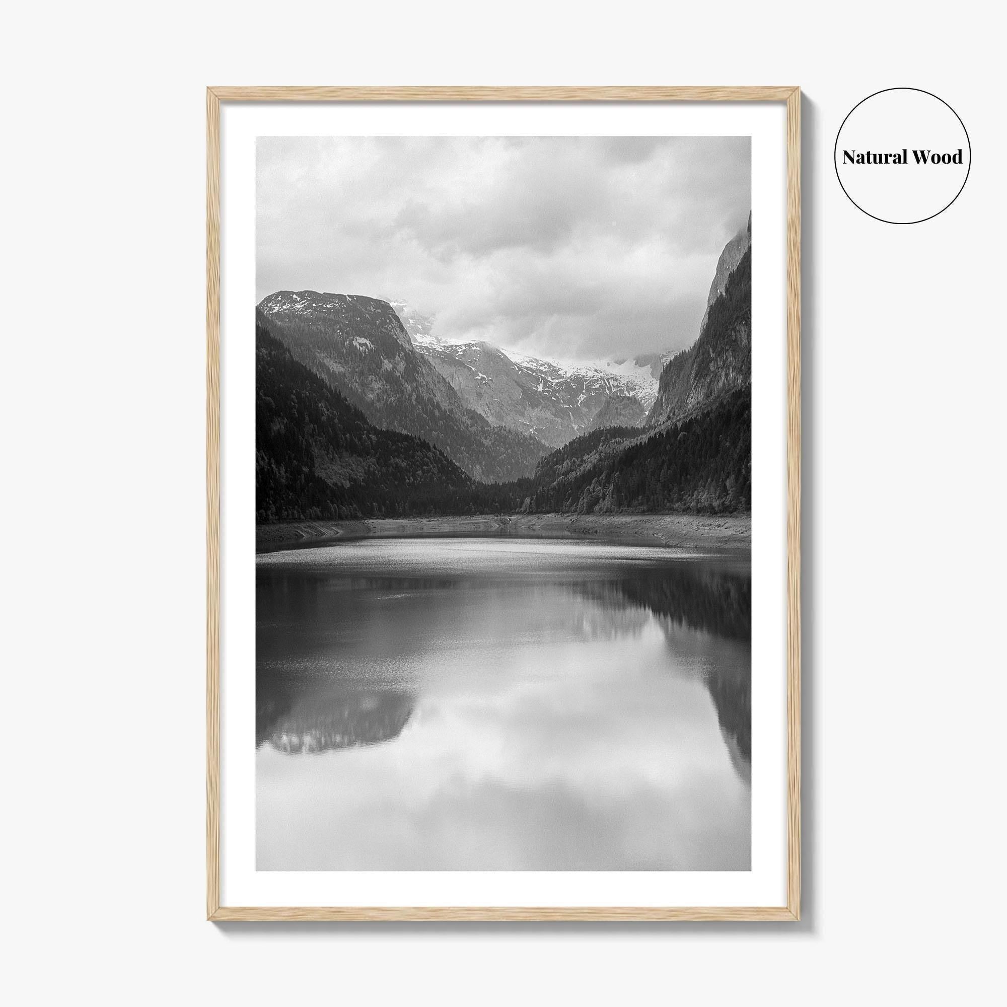 Gosausee Lake Black and White Fine Art Photo Print, Gosau, Dachstein, Salzkammergut, Austria Poster