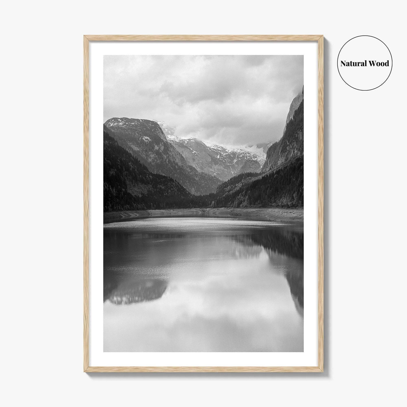 Gosausee Lake Black and White Fine Art Photo Print, Gosau, Dachstein, Salzkammergut, Austria Poster