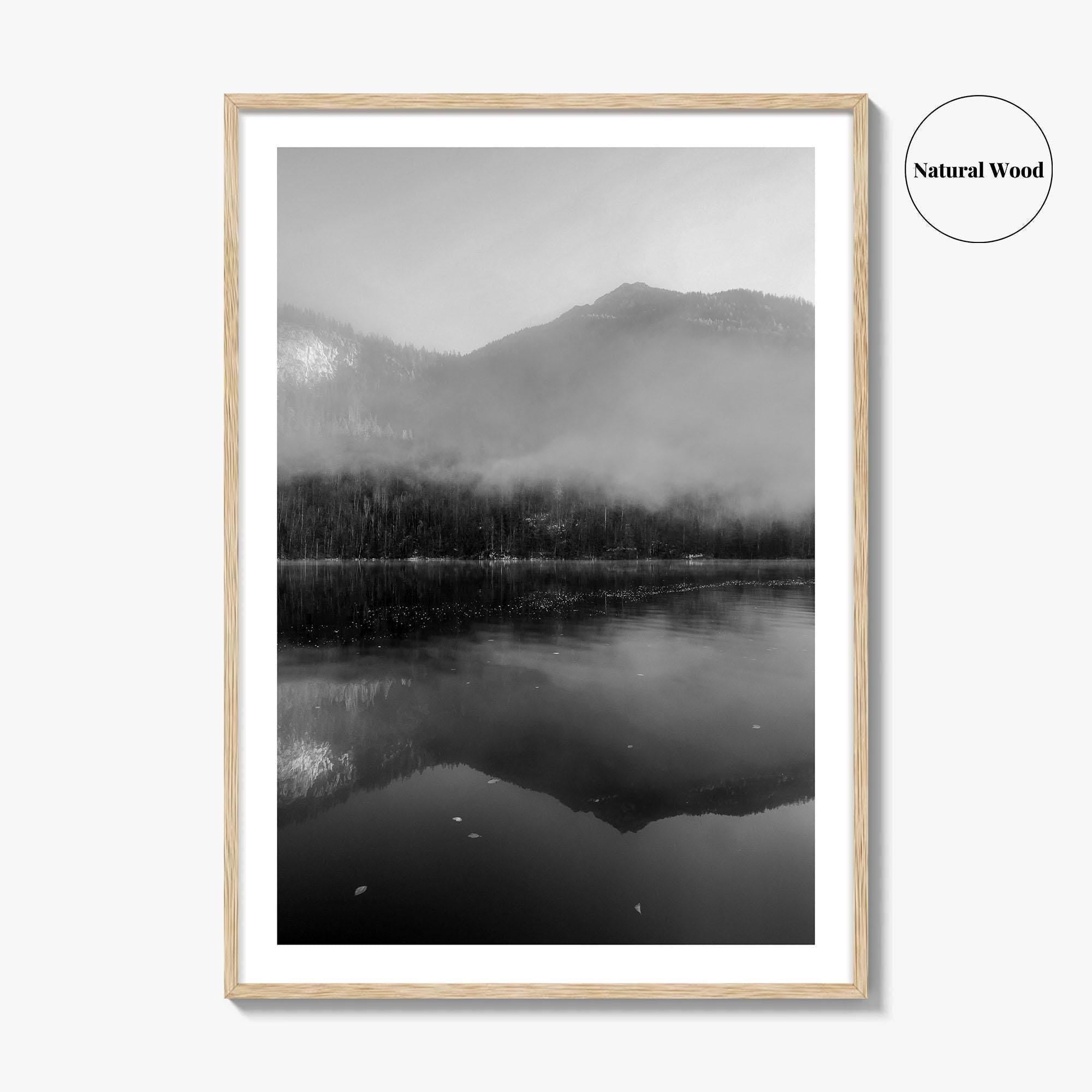 Lake Konigssee Black and White Fine Art Photo Print, Berchtesgaden, Germany, Bavarian Alps Poster