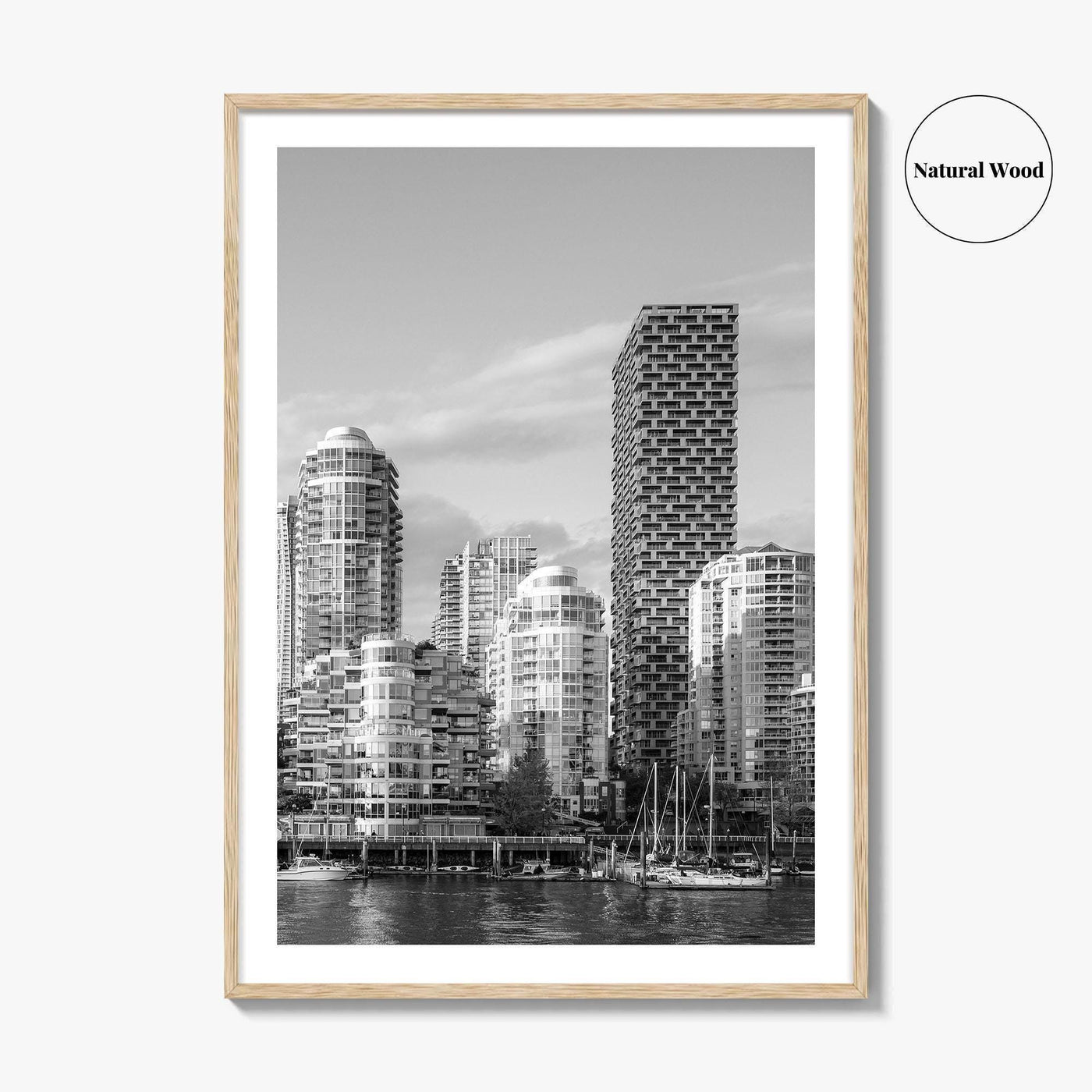 Vancouver Skyline Black and White Fine Art Photo Print, Yaletown, BC Canada Wall Poster