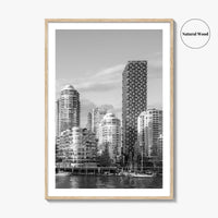 Vancouver Skyline Black and White Fine Art Photo Print, Yaletown, BC Canada Wall Poster