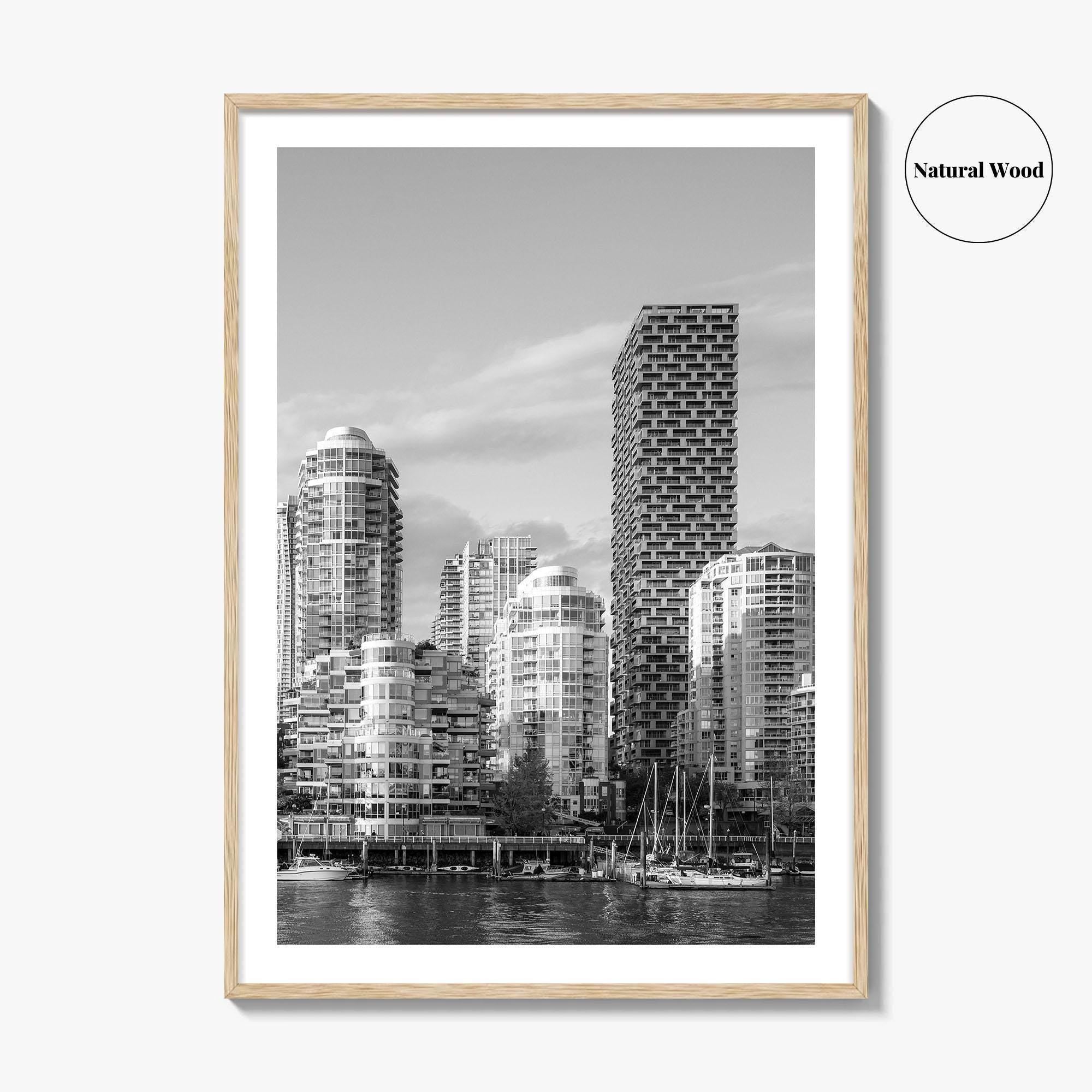 Vancouver Skyline Black and White Fine Art Photo Print, Yaletown, BC Canada Wall Poster