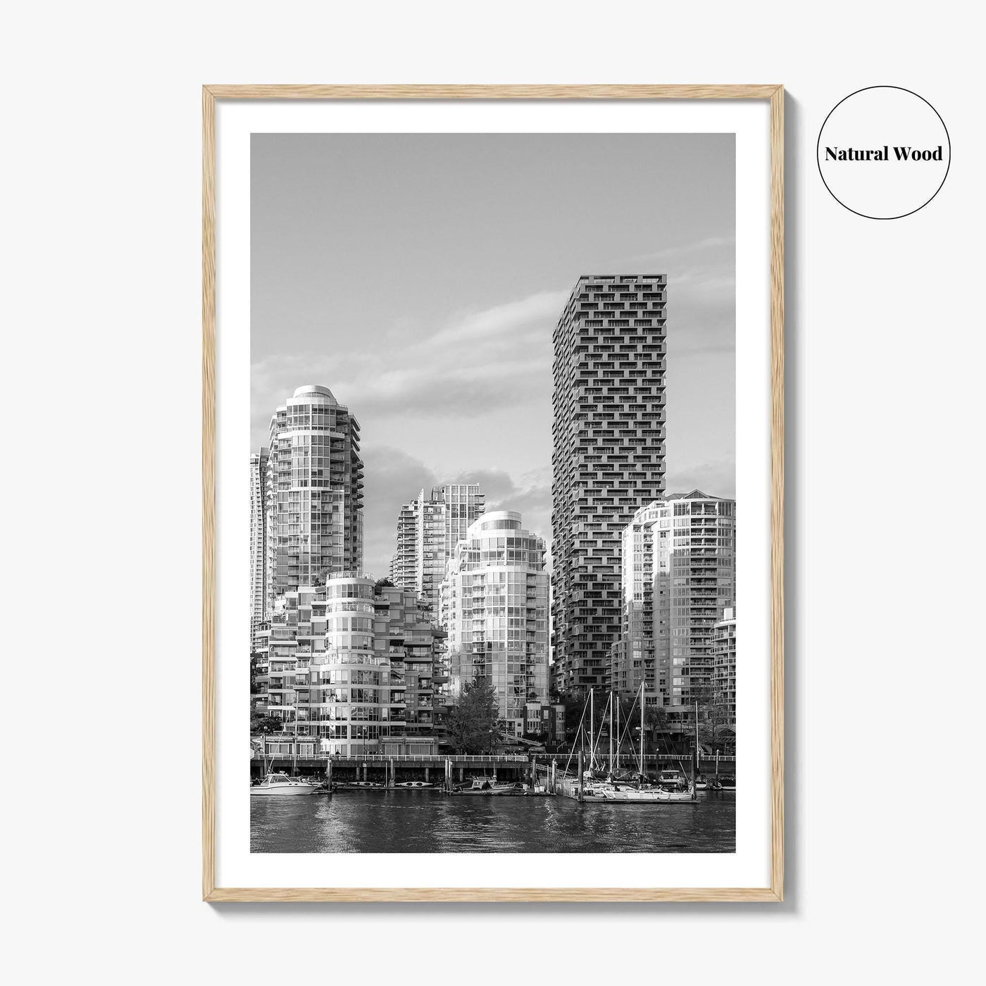 Vancouver Skyline Black and White Fine Art Photo Print, Yaletown, BC Canada Wall Poster