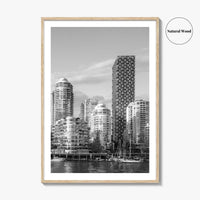 Vancouver Skyline Black and White Fine Art Photo Print, Yaletown, BC Canada Wall Poster