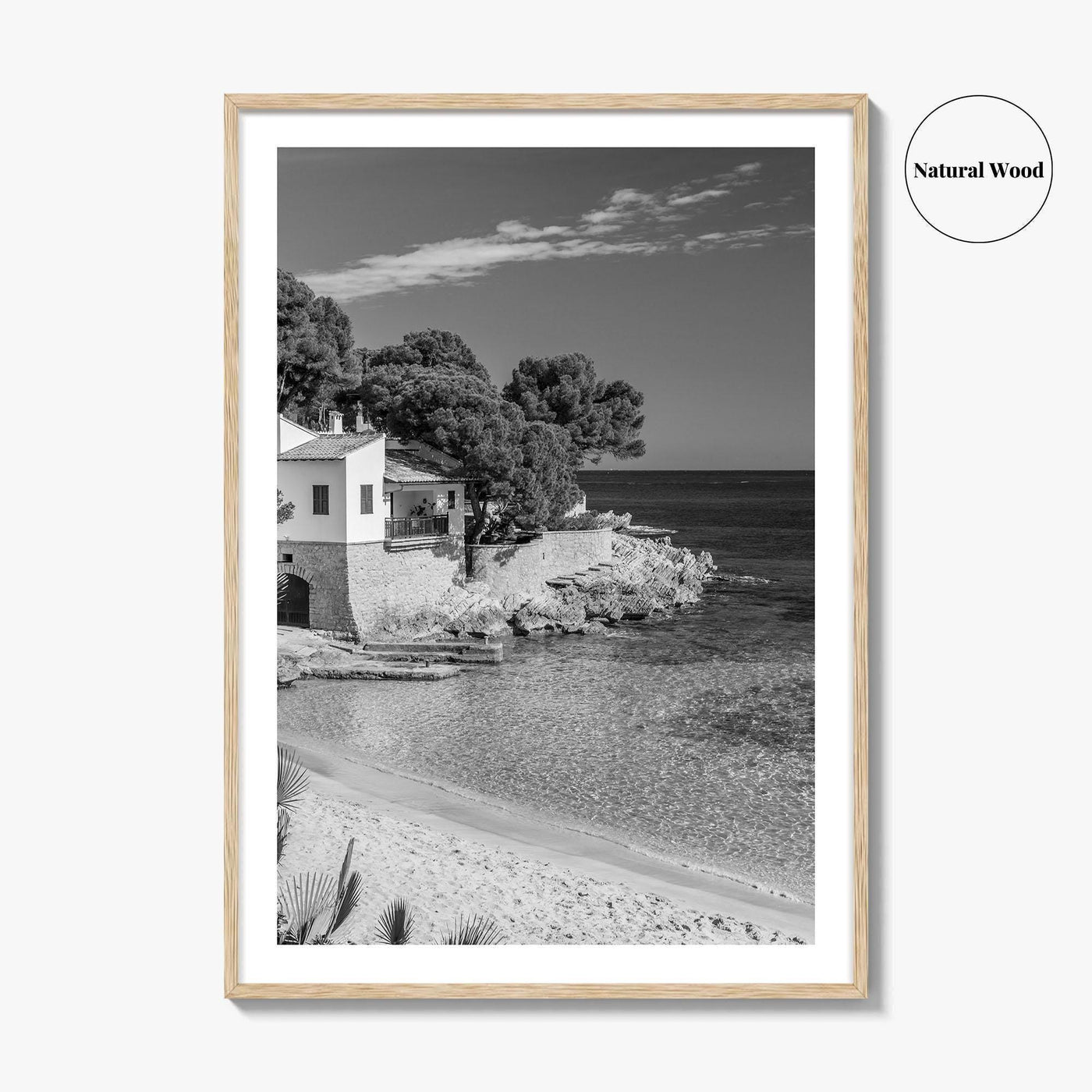 Mallorca Black and White Fine Art Photo Print, Cala Ratjada Spain Beach Coast Poster