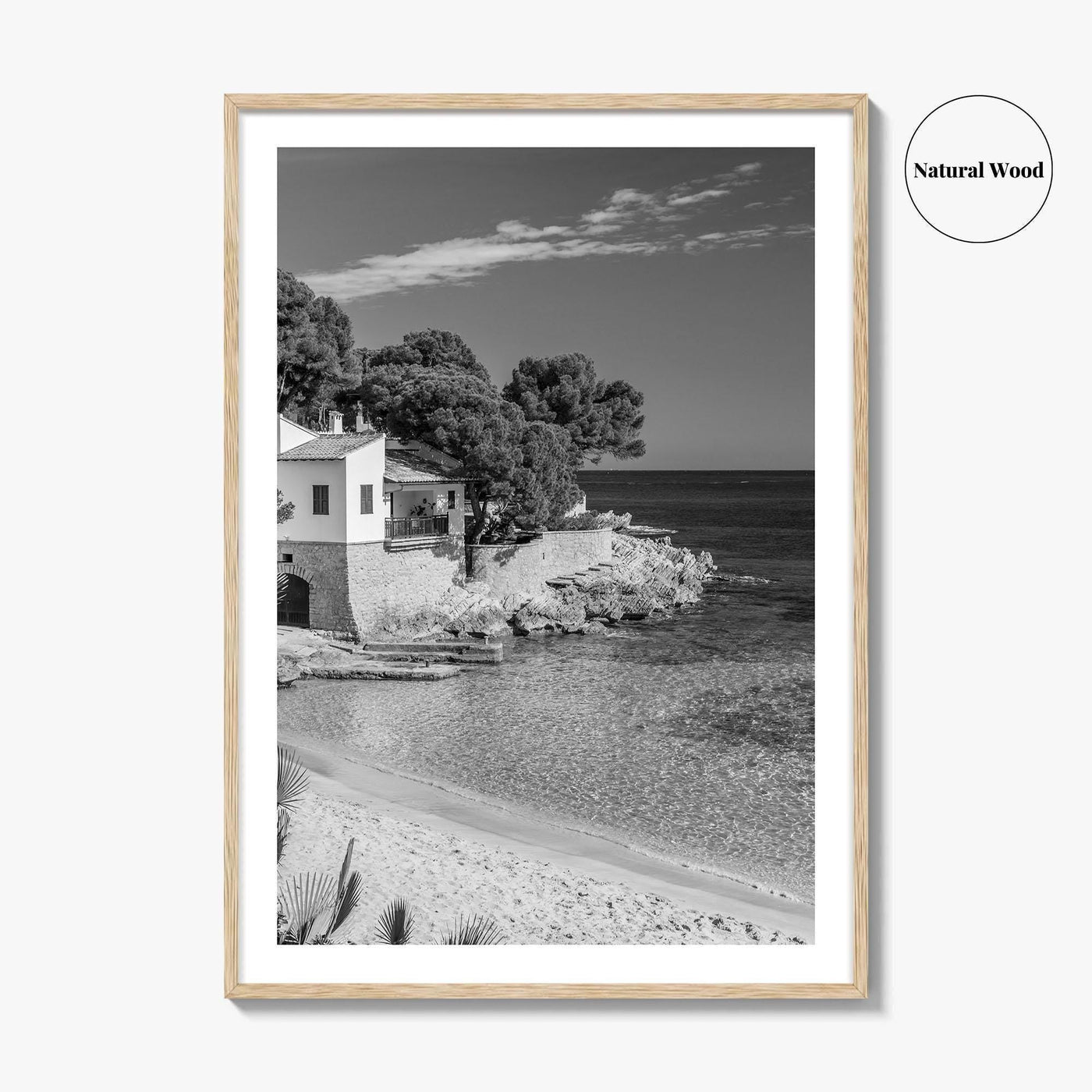 Mallorca Black and White Fine Art Photo Print, Cala Ratjada Spain Beach Coast Poster
