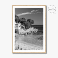 Mallorca Black and White Fine Art Photo Print, Cala Ratjada Spain Beach Coast Poster