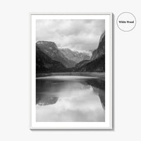 Gosausee Lake Black and White Fine Art Photo Print, Gosau, Dachstein, Salzkammergut, Austria Poster