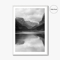 Gosausee Lake Black and White Fine Art Photo Print, Gosau, Dachstein, Salzkammergut, Austria Poster