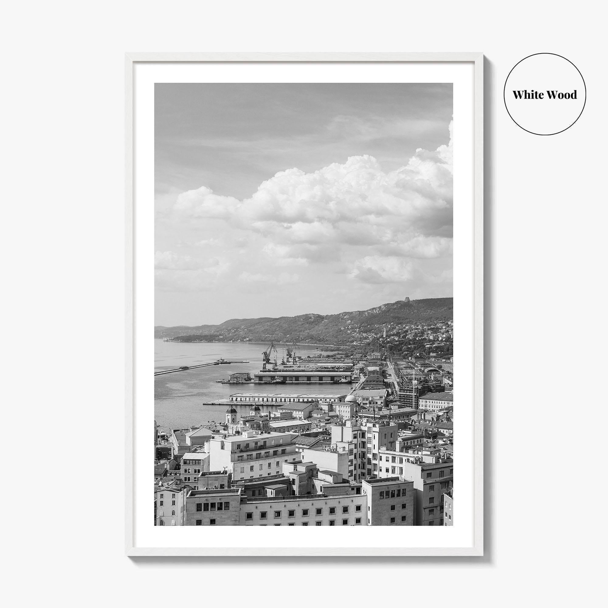 Trieste Black and White Fine Art Photo Print, Italy Panorama Wall Art Poster