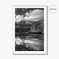 High Tatras Black and White Fine Art Photo Print, Strbske Pleso Lake, Slovakia Poster
