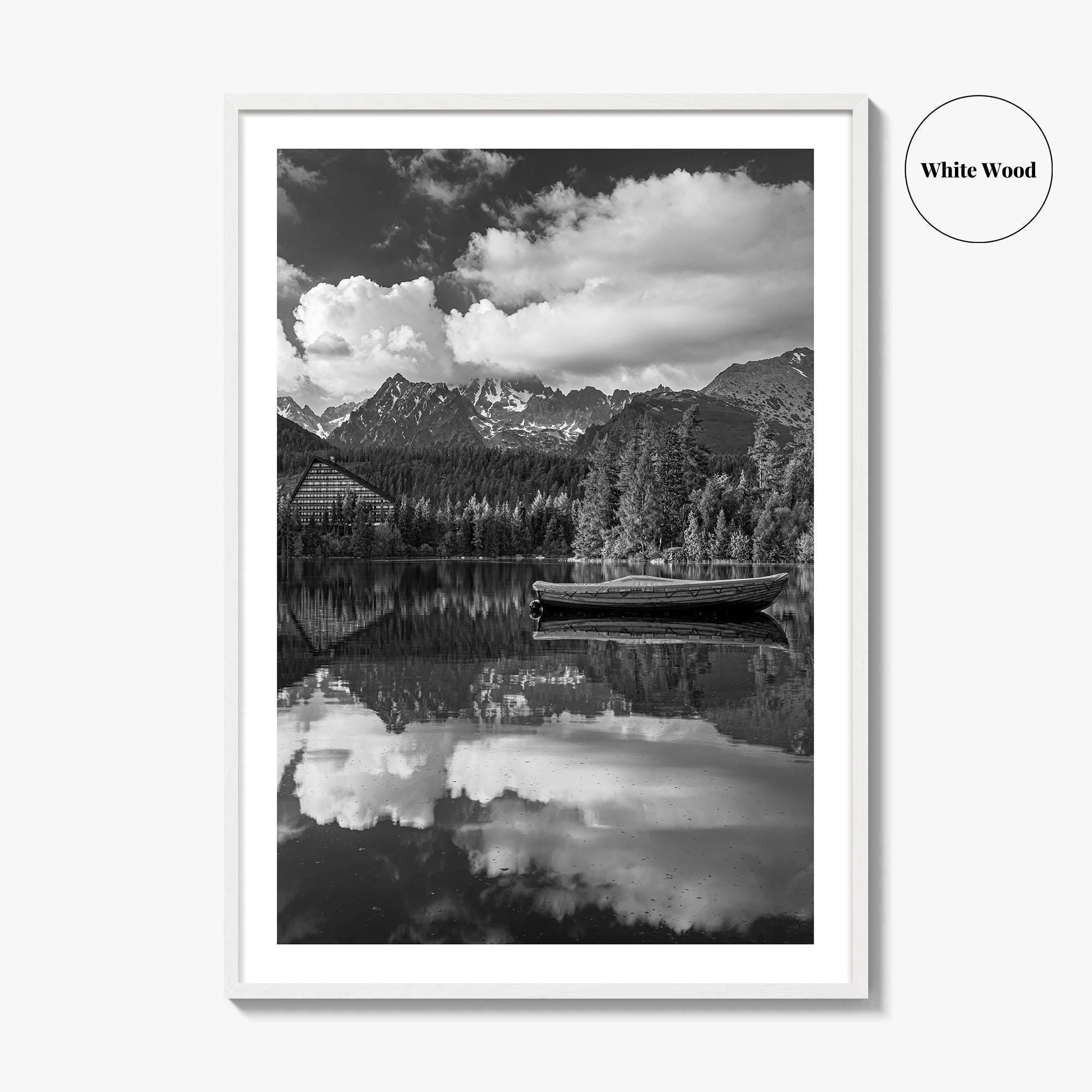 High Tatras Black and White Fine Art Photo Print, Strbske Pleso Lake, Slovakia Poster