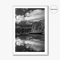 High Tatras Black and White Fine Art Photo Print, Strbske Pleso Lake, Slovakia Poster