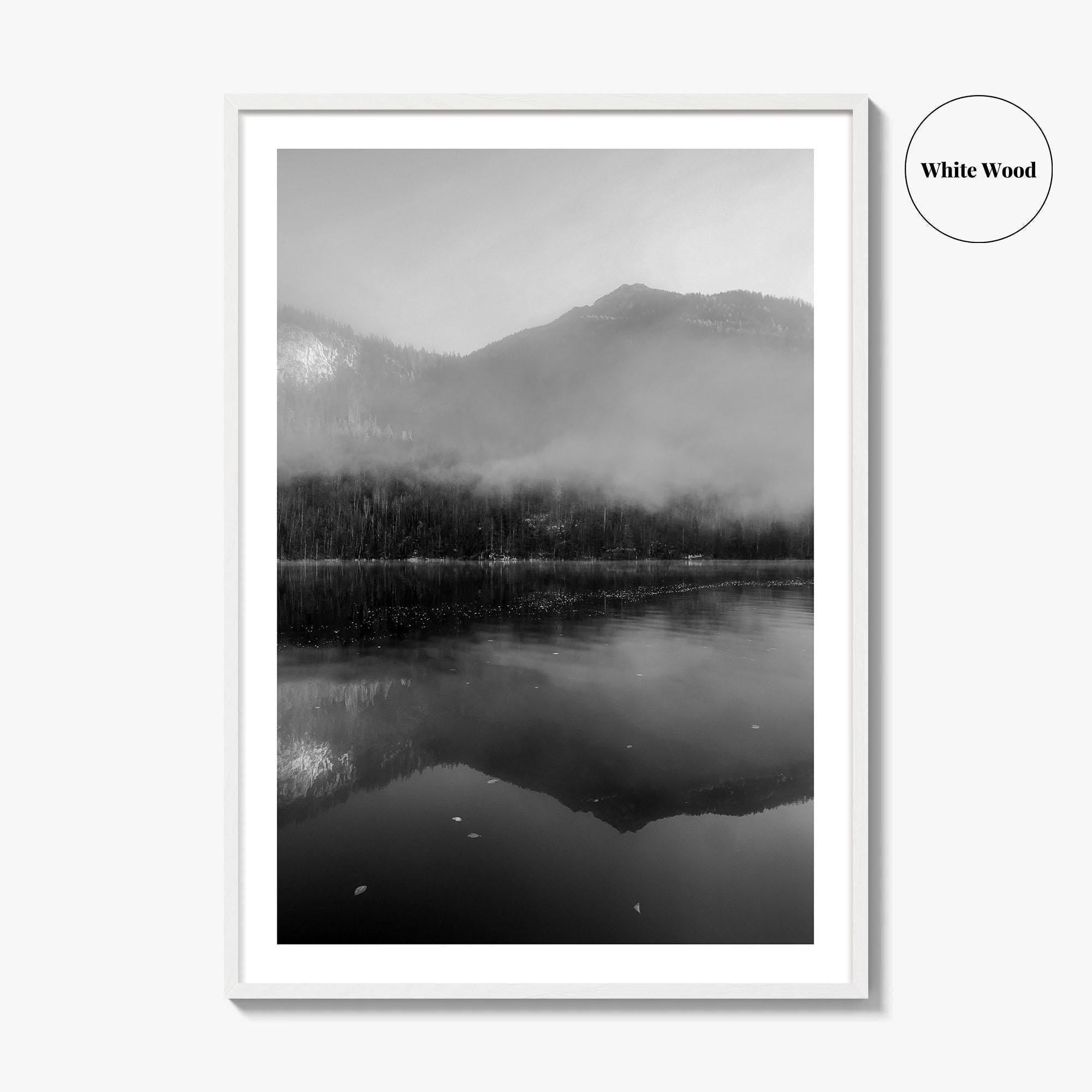 Lake Konigssee Black and White Fine Art Photo Print, Berchtesgaden, Germany, Bavarian Alps Poster