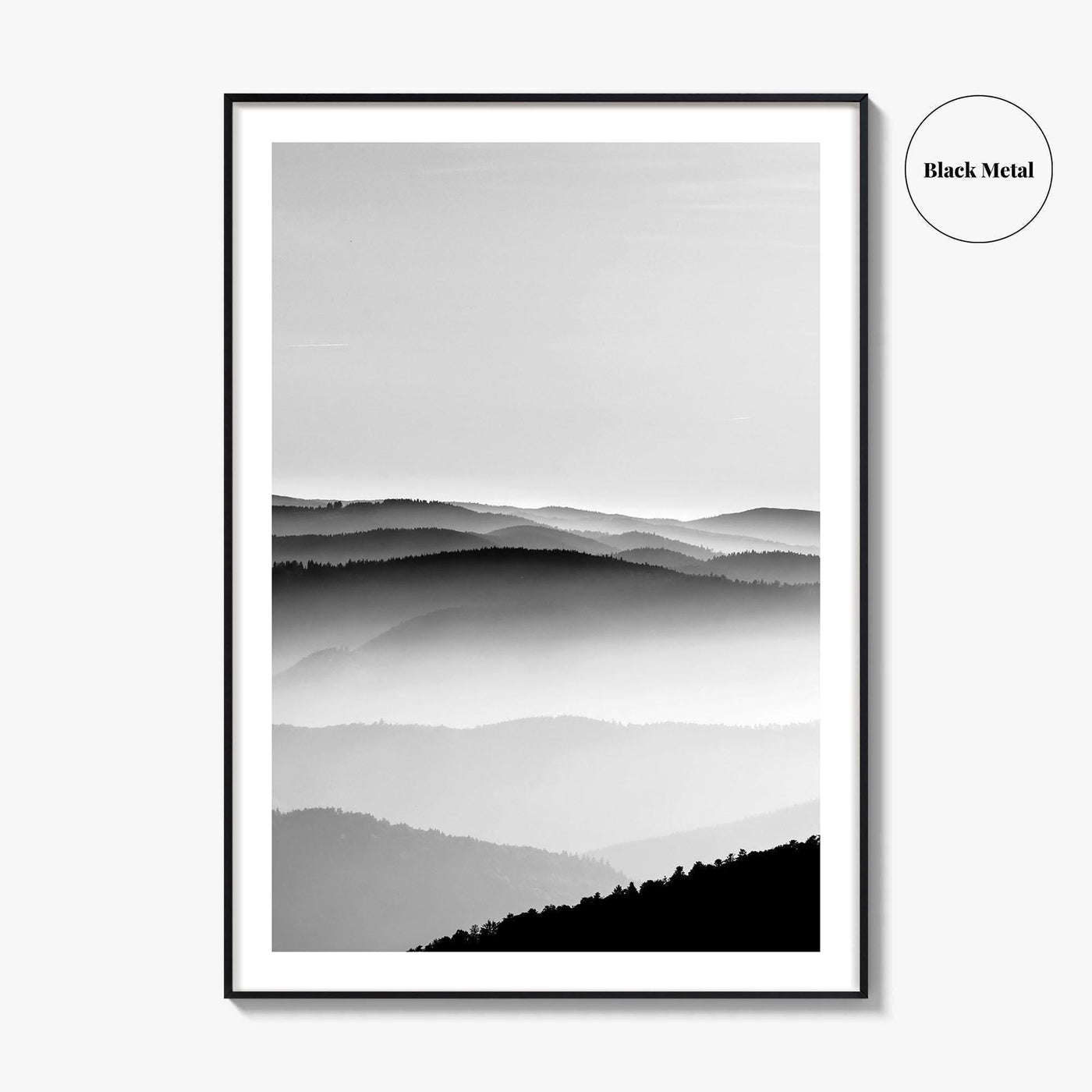 Vosges Mountains, Alsace, France Black and White Fine Art Photo Print, Aerial Wall Poster
