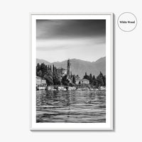 Lake Como Black and White Fine Art Photo Print, Mezzegra Italy Poster