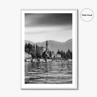 Lake Como Black and White Fine Art Photo Print, Mezzegra Italy Poster