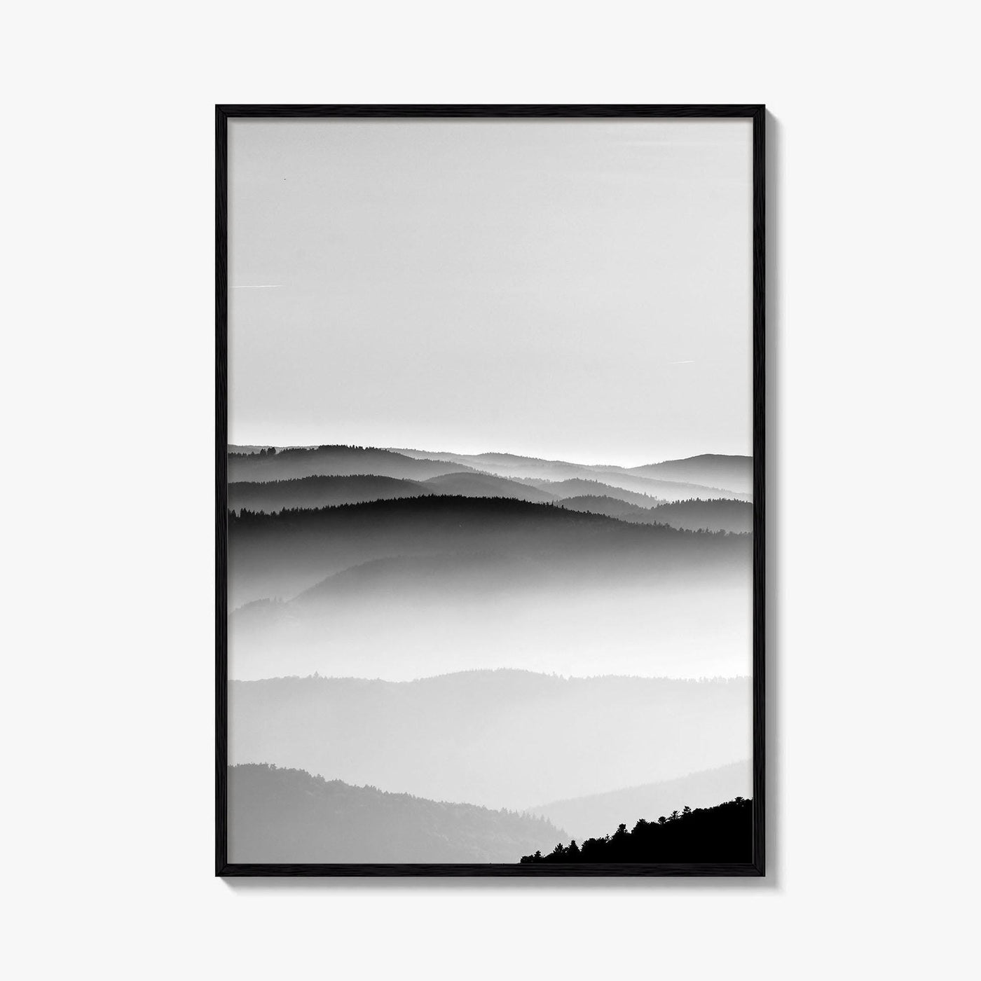 Vosges Mountains, Alsace, France Black and White Fine Art Photo Print, Aerial Wall Poster