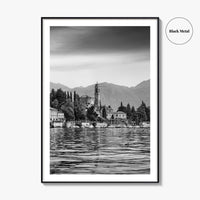 Lake Como Black and White Fine Art Photo Print, Mezzegra Italy Poster