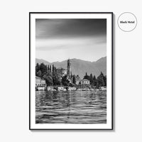 Lake Como Black and White Fine Art Photo Print, Mezzegra Italy Poster
