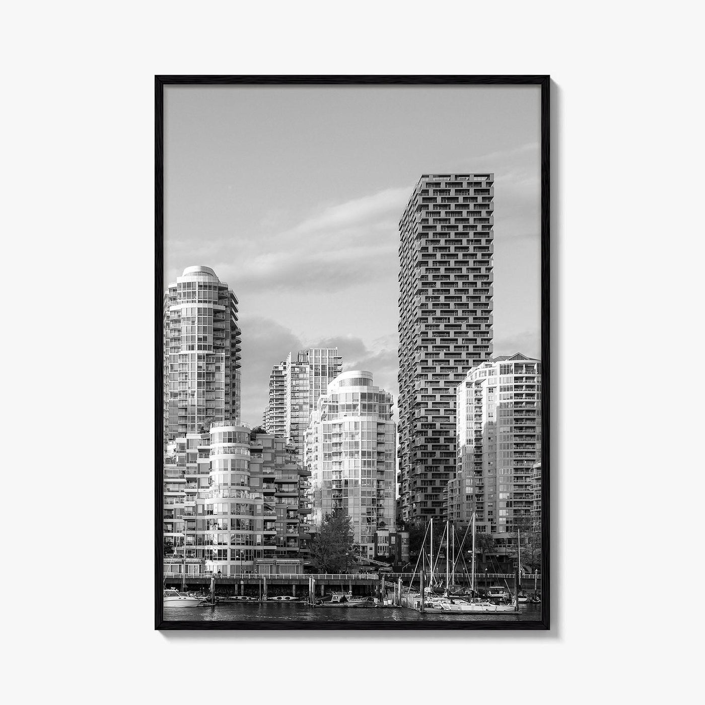 Vancouver Skyline Black and White Fine Art Photo Print, Yaletown, BC Canada Wall Poster