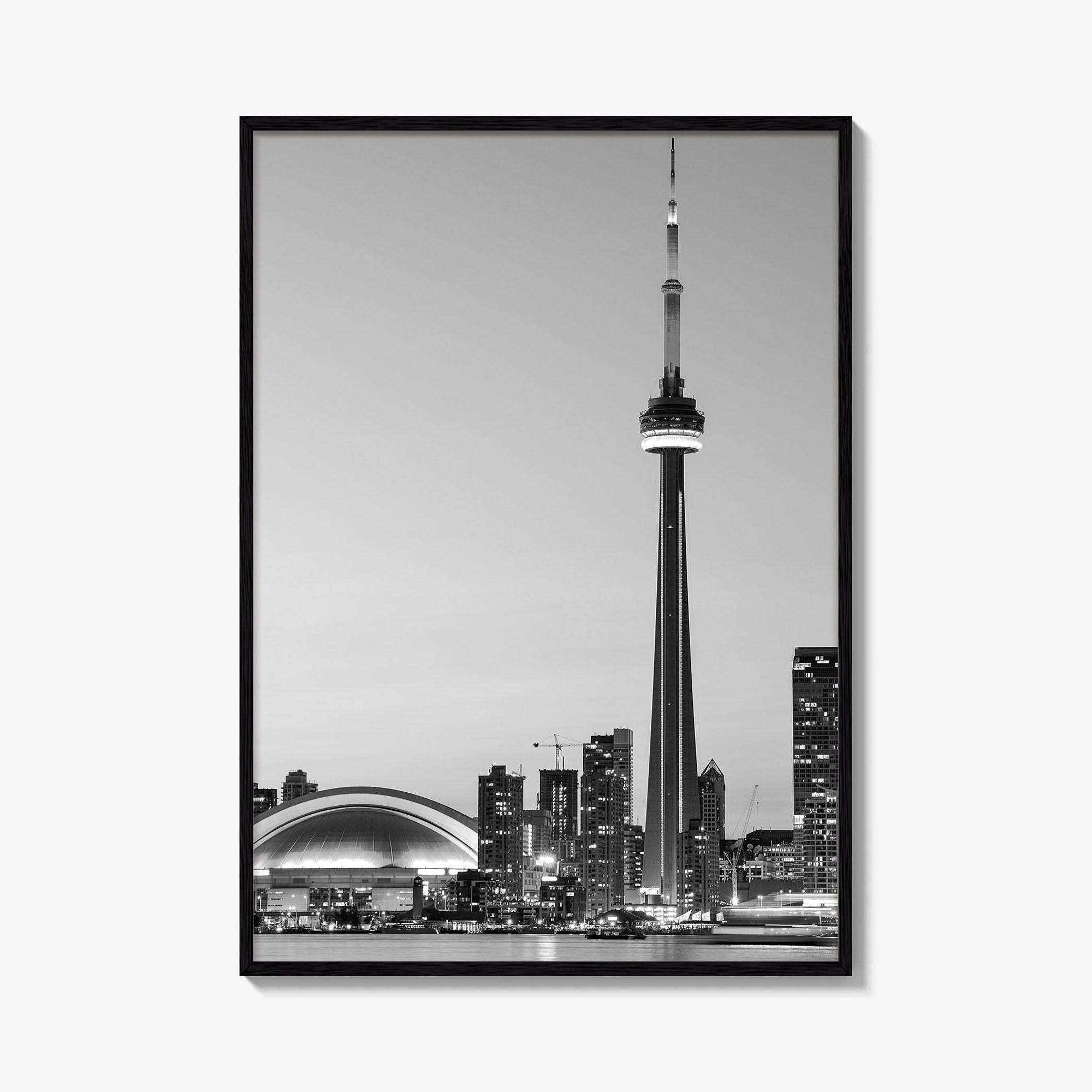 Toronto Skyline Black and White Fine Art Photo Print, Ontario Canada, Wall Decor Poster