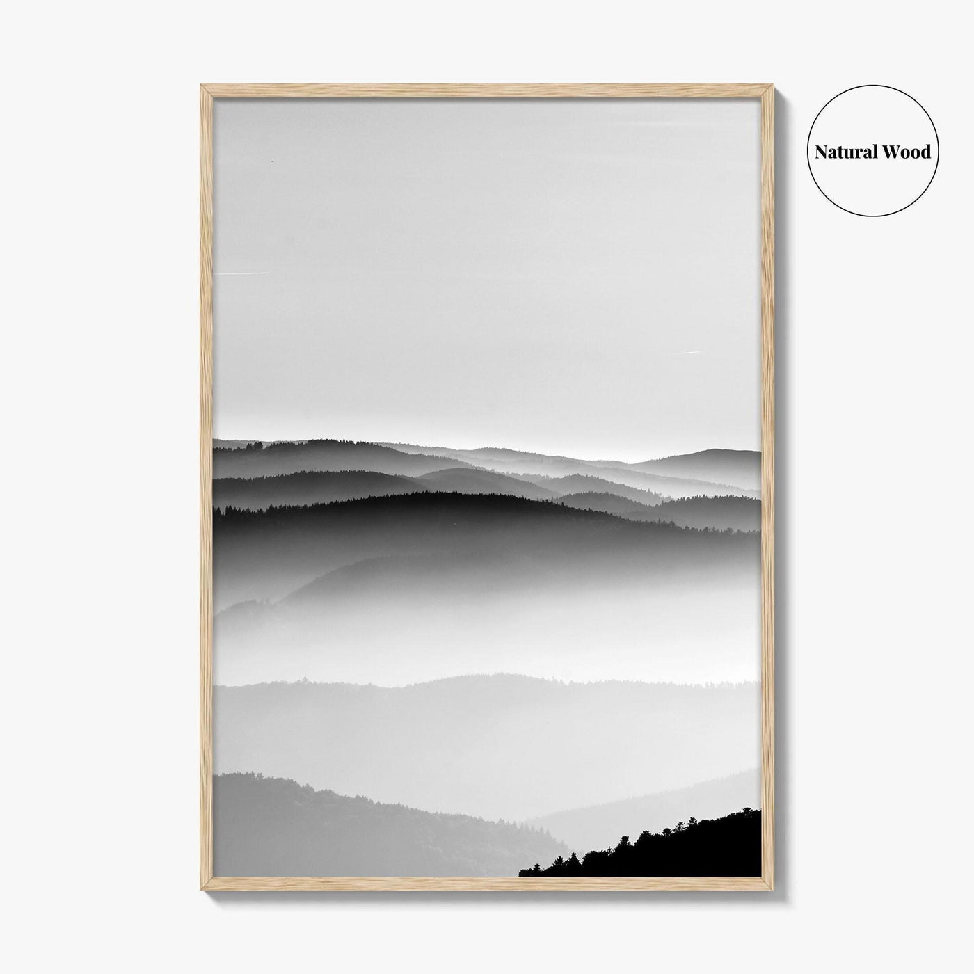 Vosges Mountains, Alsace, France Black and White Fine Art Photo Print, Aerial Wall Poster