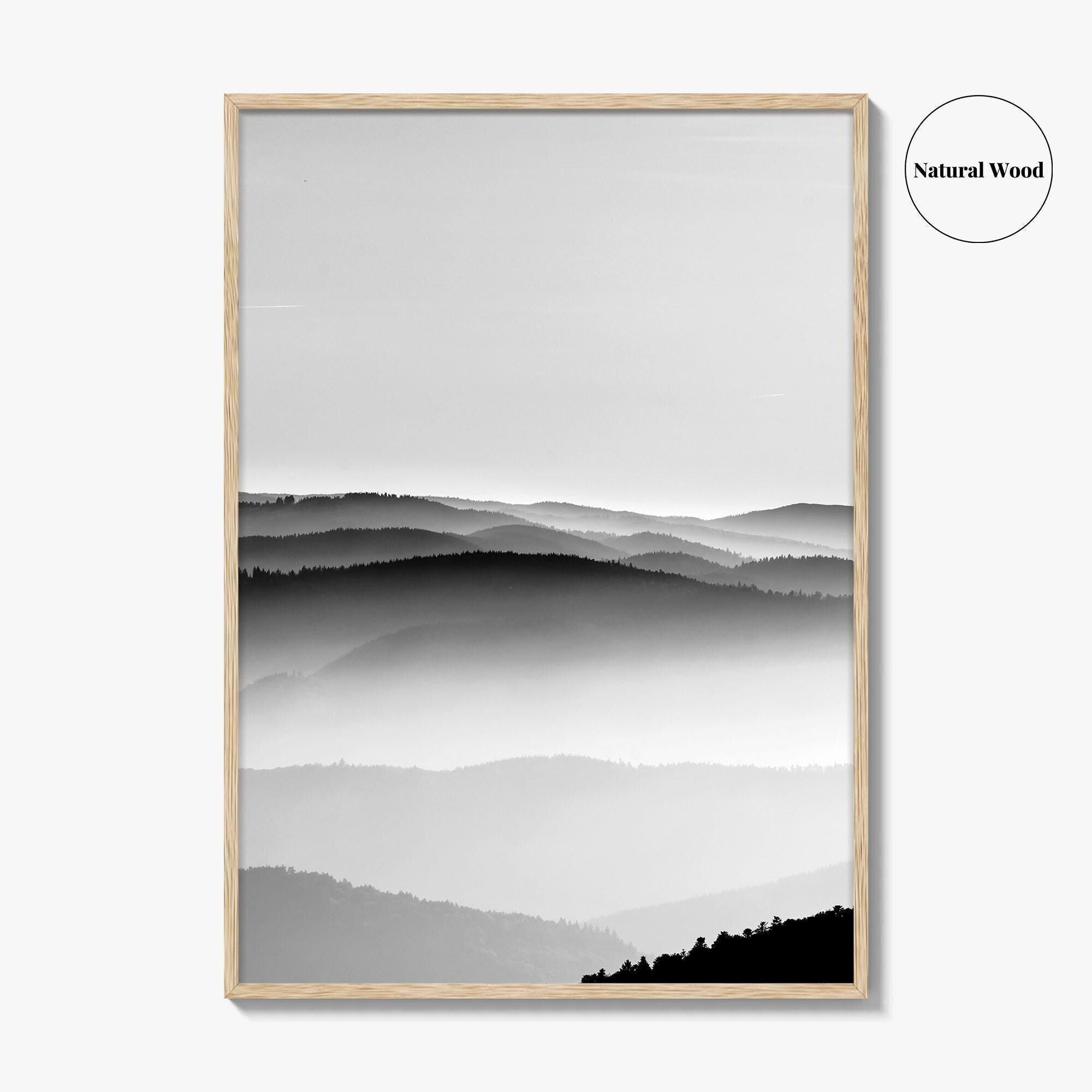 Vosges Mountains, Alsace, France Black and White Fine Art Photo Print, Aerial Wall Poster