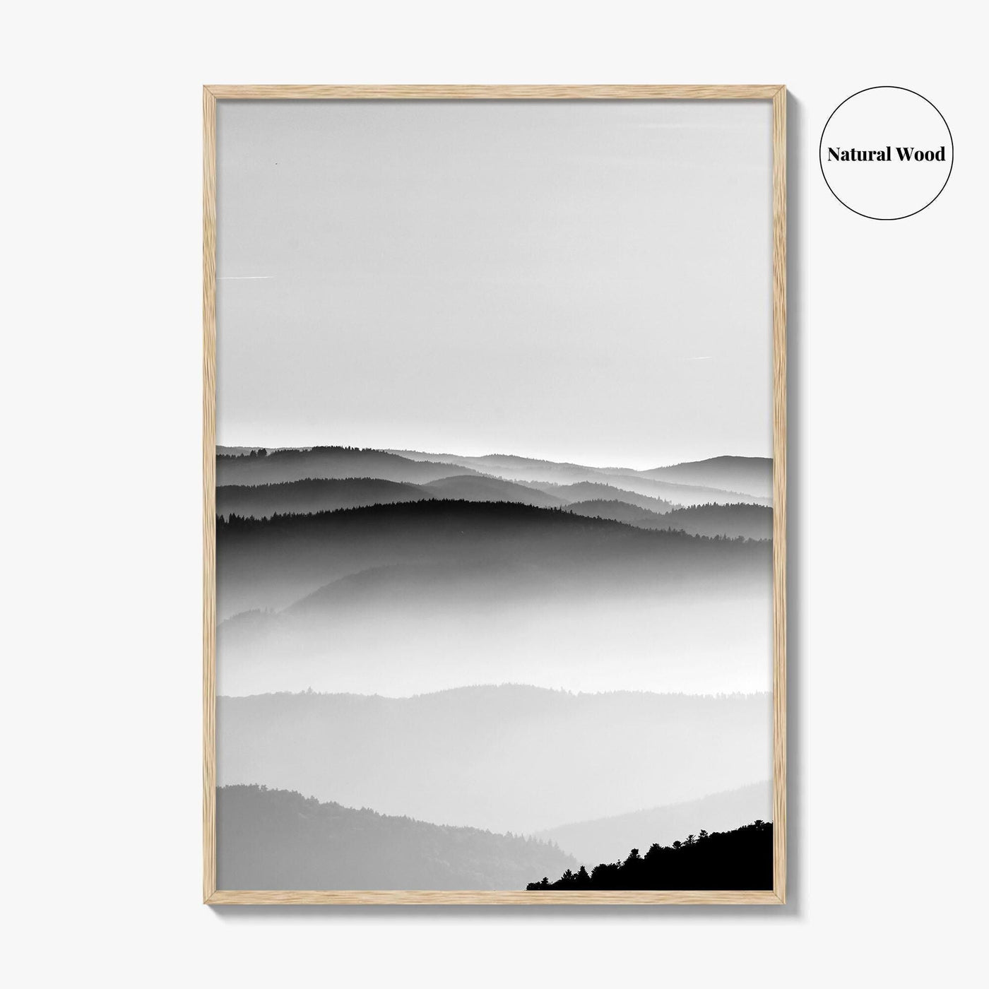 Vosges Mountains, Alsace, France Black and White Fine Art Photo Print, Aerial Wall Poster