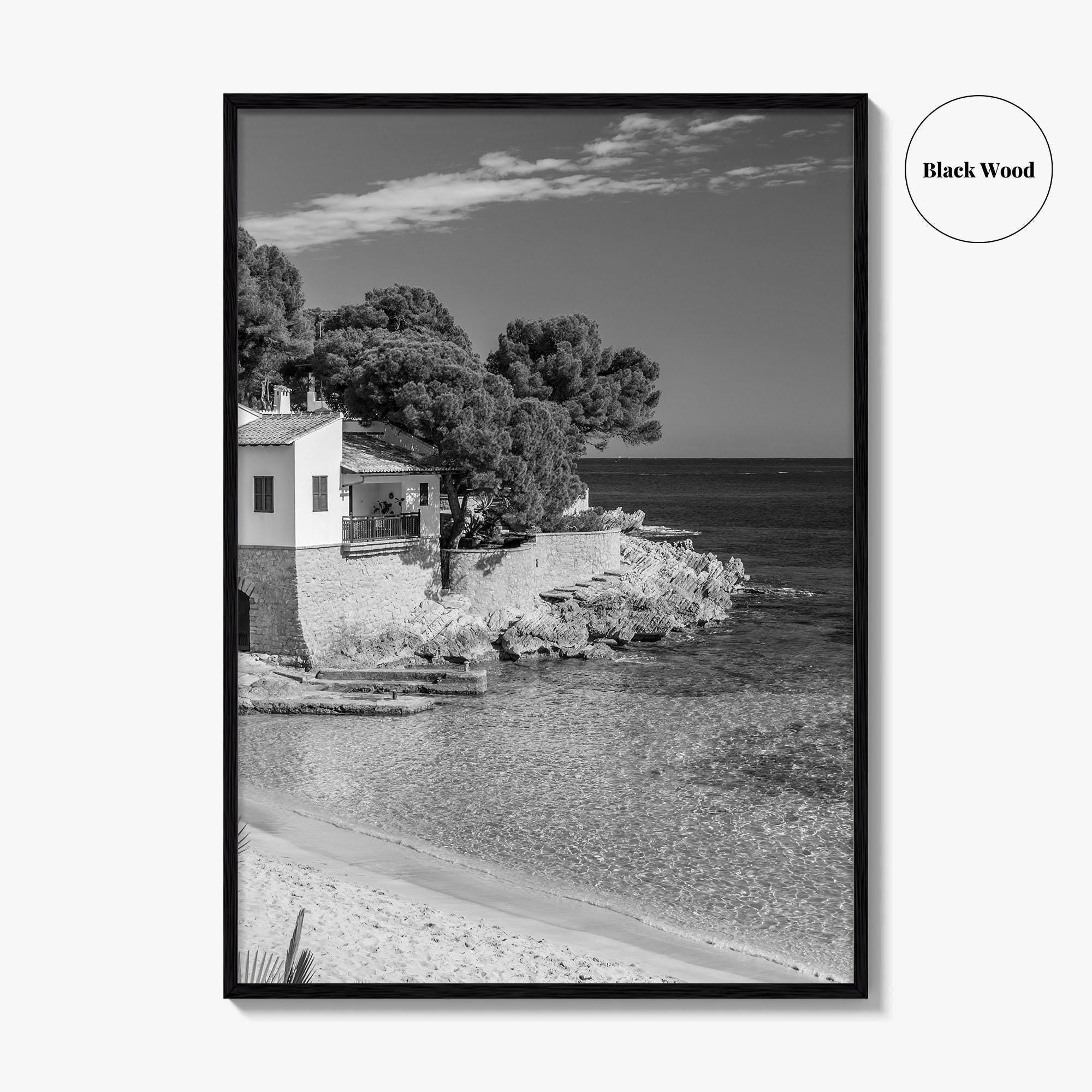 Mallorca Black and White Fine Art Photo Print, Cala Ratjada Spain Beach Coast Poster