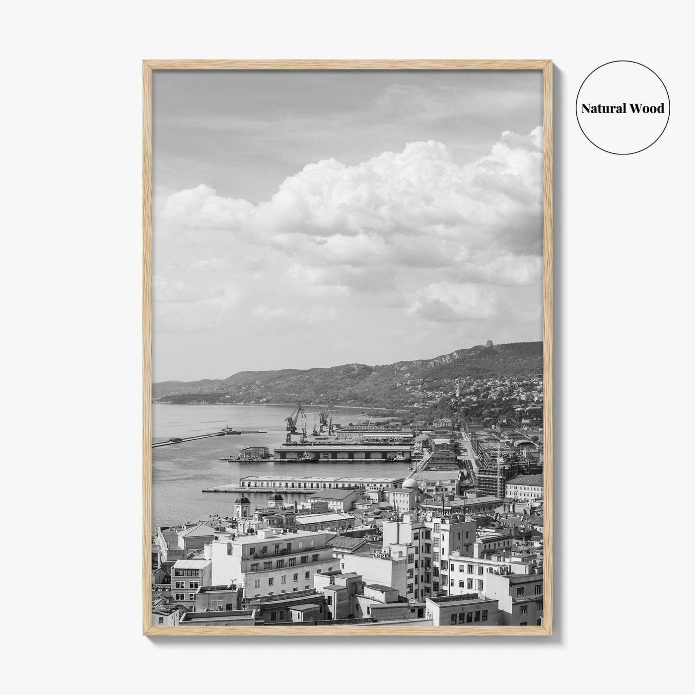 Trieste Black and White Fine Art Photo Print, Italy Panorama Wall Art Poster
