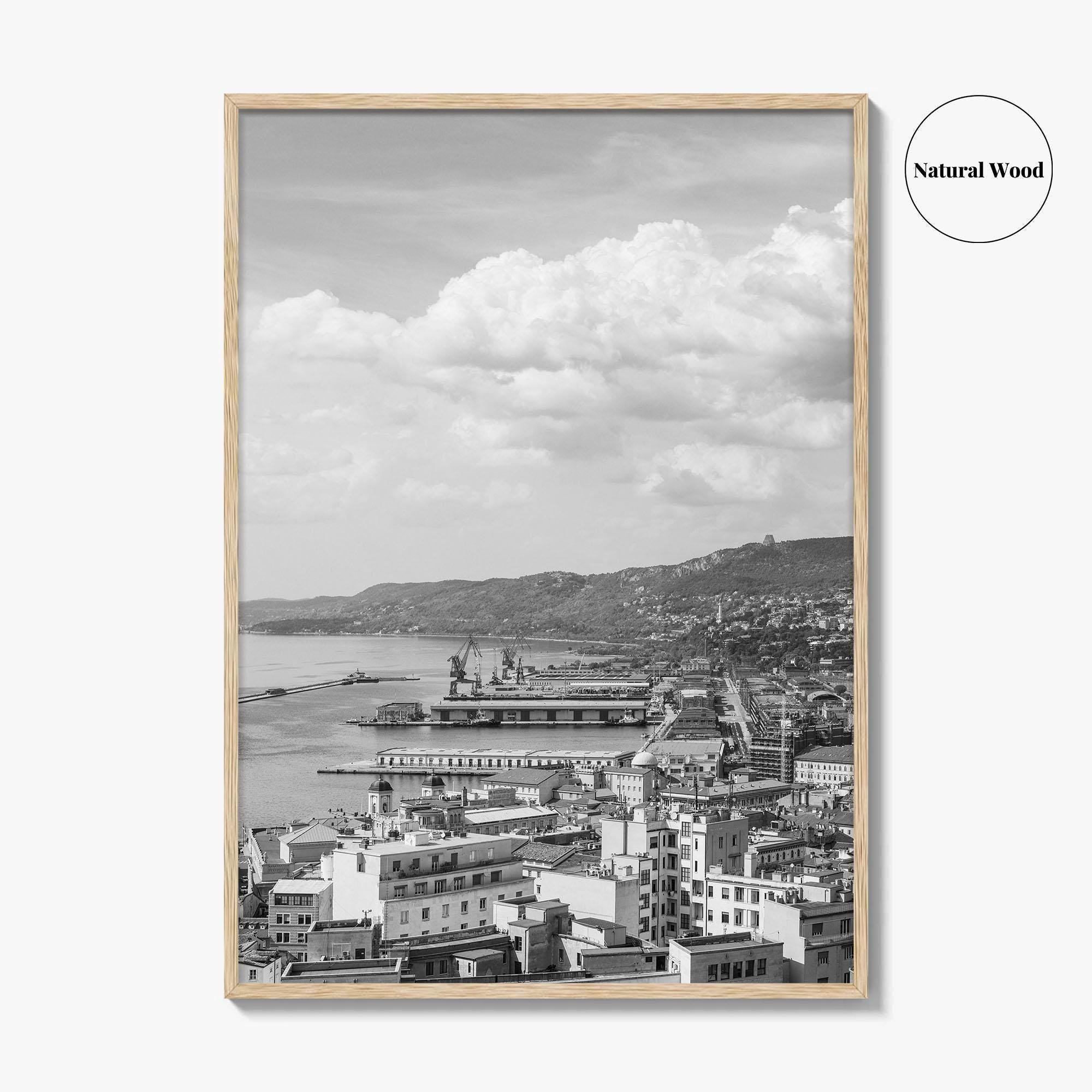 Trieste Black and White Fine Art Photo Print, Italy Panorama Wall Art Poster