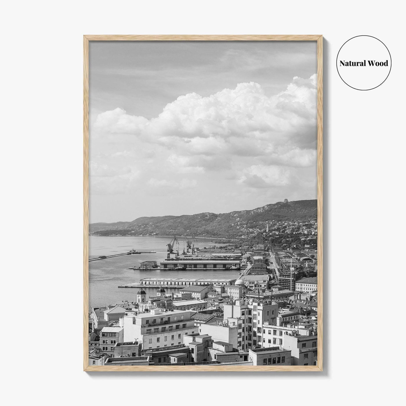 Trieste Black and White Fine Art Photo Print, Italy Panorama Wall Art Poster