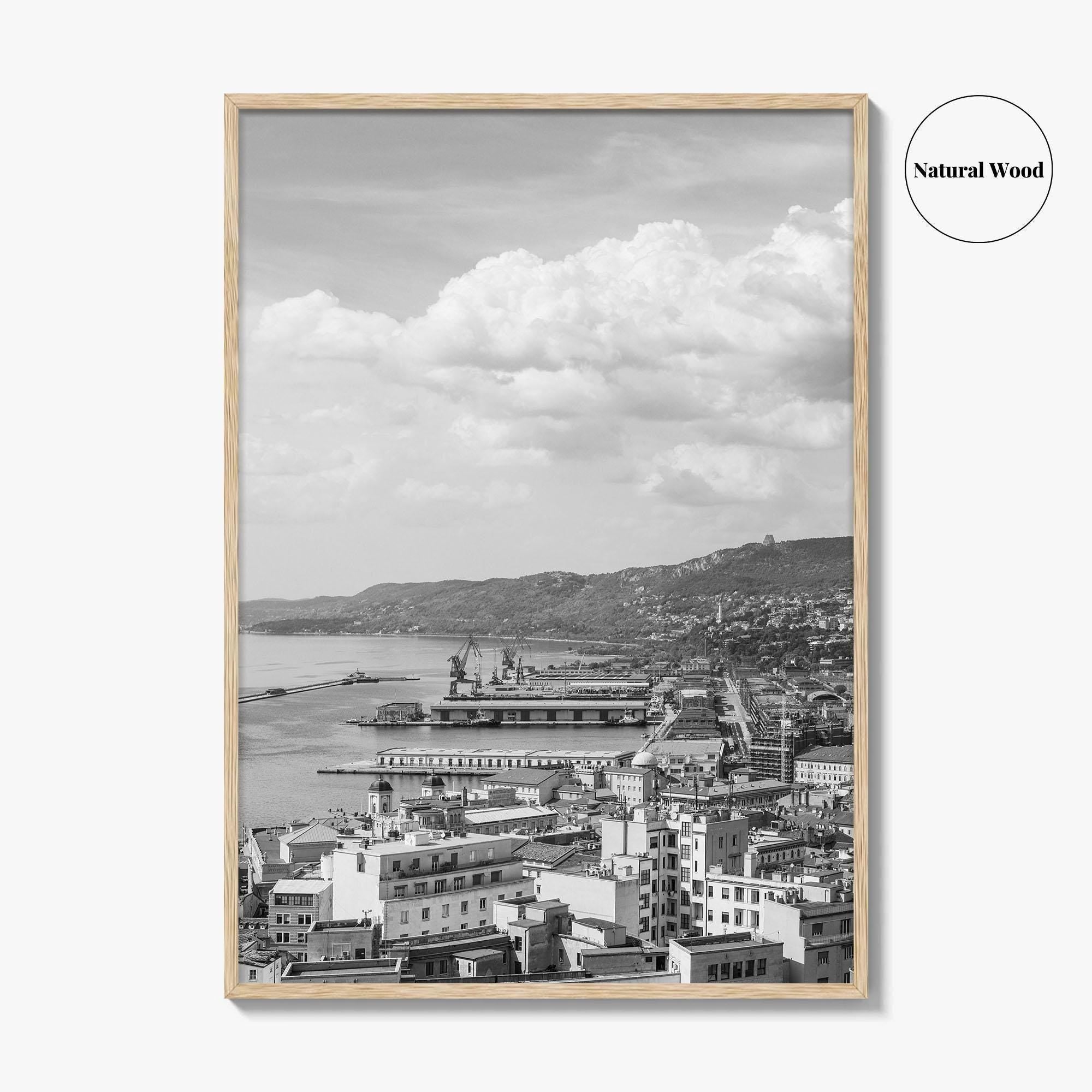 Trieste Black and White Fine Art Photo Print, Italy Panorama Wall Art Poster