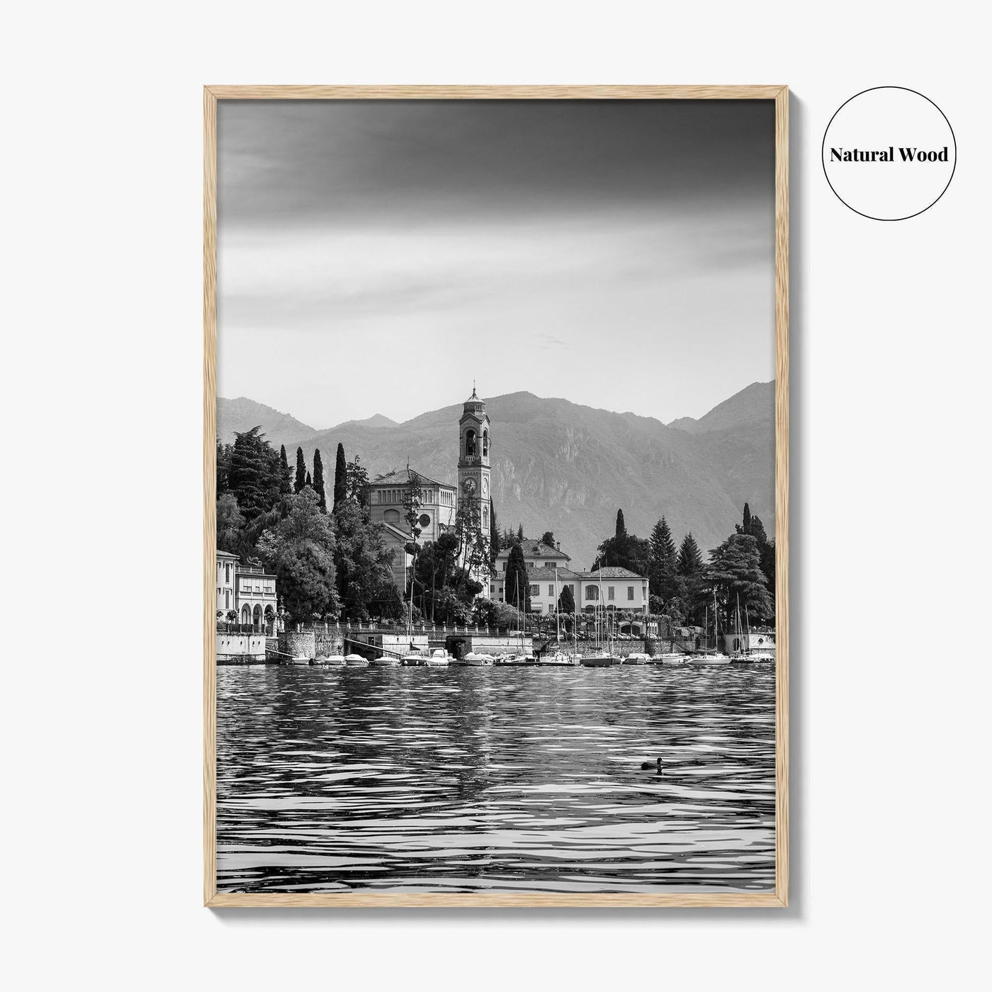 Lake Como Black and White Fine Art Photo Print, Mezzegra Italy Poster