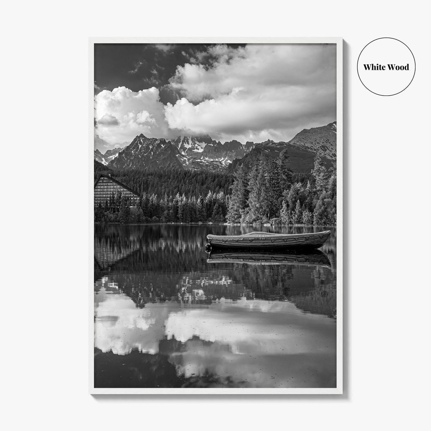 High Tatras Black and White Fine Art Photo Print, Strbske Pleso Lake, Slovakia Poster