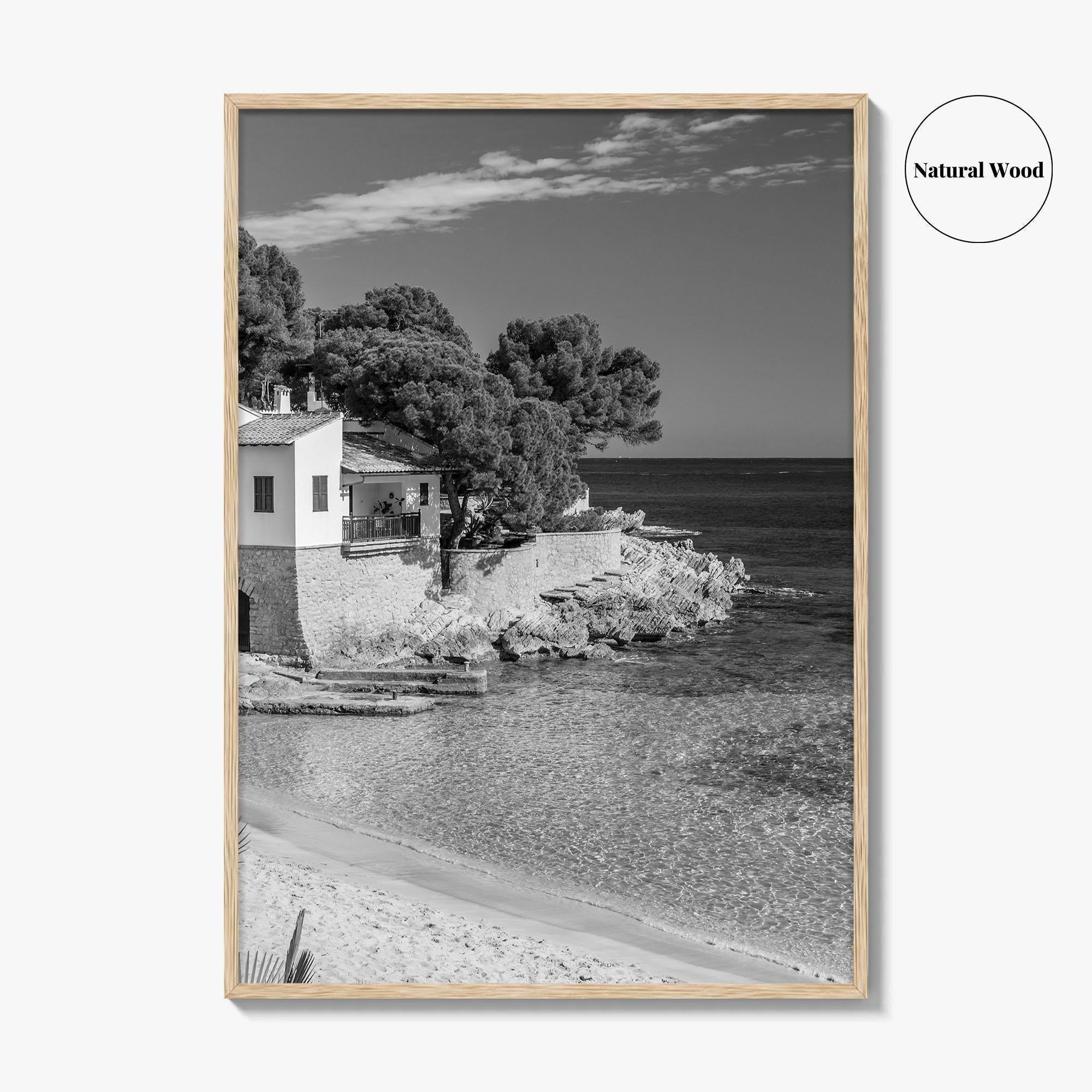 Mallorca Black and White Fine Art Photo Print, Cala Ratjada Spain Beach Coast Poster