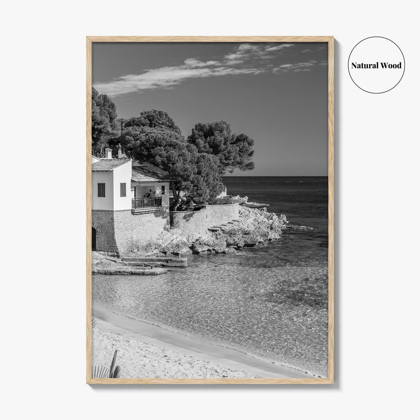 Mallorca Black and White Fine Art Photo Print, Cala Ratjada Spain Beach Coast Poster