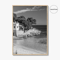 Mallorca Black and White Fine Art Photo Print, Cala Ratjada Spain Beach Coast Poster