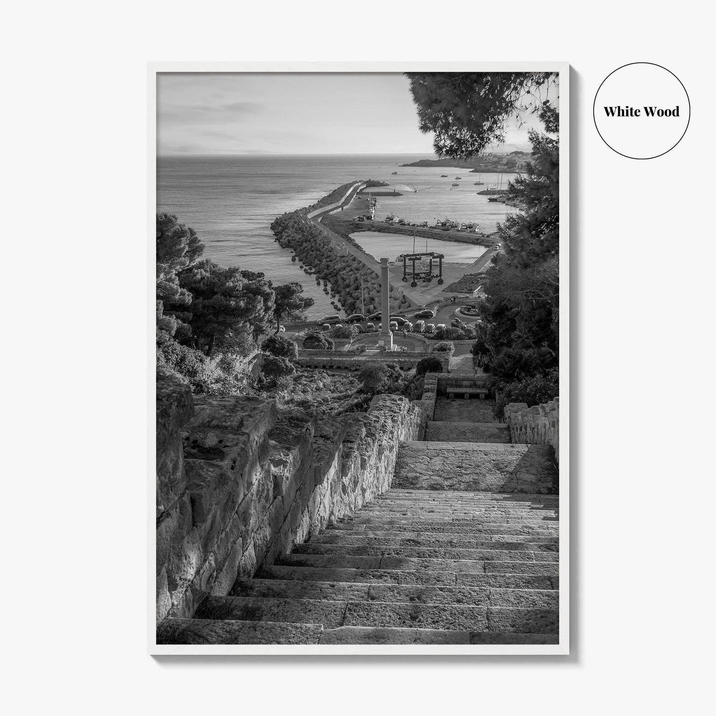 Santa Maria di Leuca Black and White Fine Art Photo Print, Puglia Italy Poster