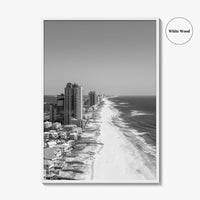 Orange Beach Black and White Fine Art Photo Print, Aerial, Alabama Poster, Gulf Shores