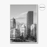 Vancouver Skyline Black and White Fine Art Photo Print, Yaletown, BC Canada Wall Poster