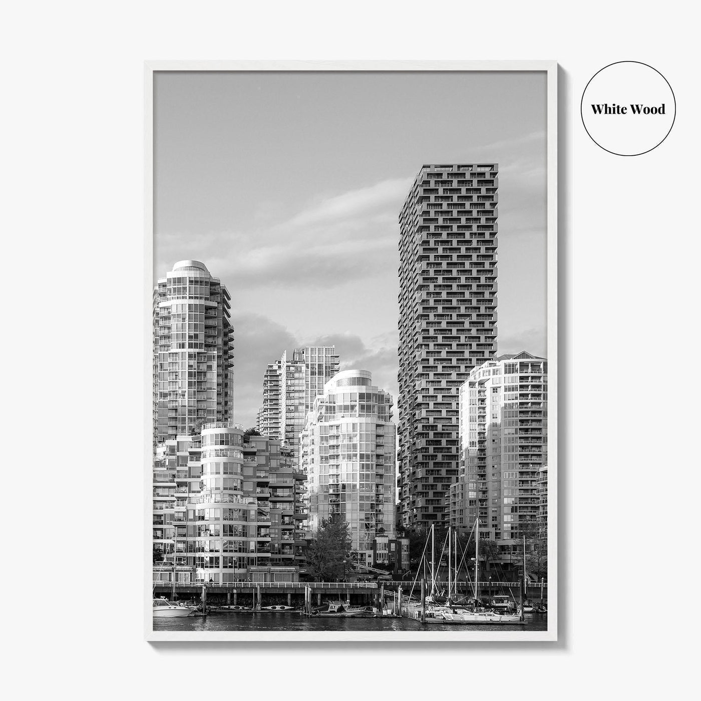 Vancouver Skyline Black and White Fine Art Photo Print, Yaletown, BC Canada Wall Poster