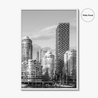 Vancouver Skyline Black and White Fine Art Photo Print, Yaletown, BC Canada Wall Poster