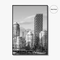 Vancouver Skyline Black and White Fine Art Photo Print, Yaletown, BC Canada Wall Poster