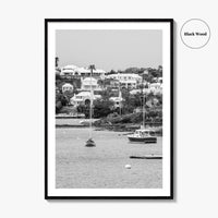 Hamilton Bermuda Black and White Fine Art Photo Print, Harbor Waterfront Wall Decor Poster