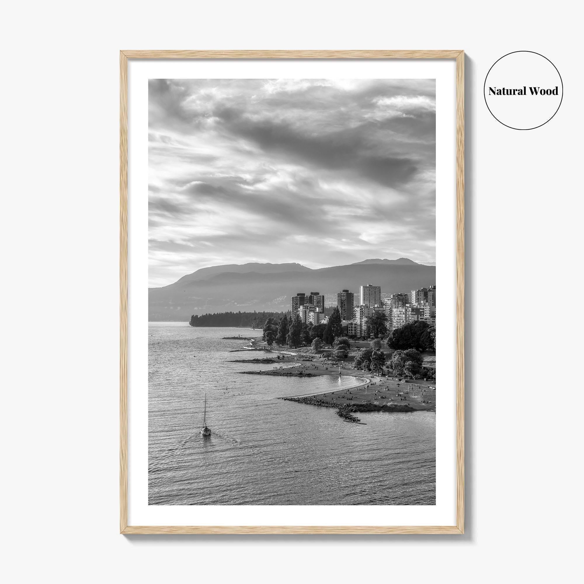 Vancouver Skyline Black and White Fine Art Photo Print, False Creek Poster, Canada Poster